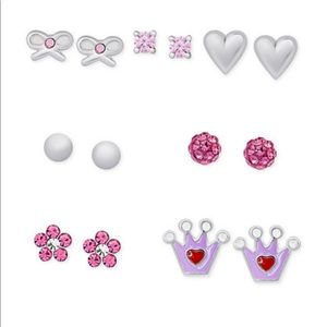 7 PIECE CRYSTAL CHILDERN EARRINGS STERLING SILVER